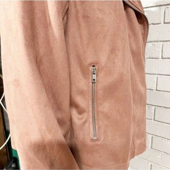 ASOS Pink Faux Suede Moto Jacket — Women’s Size 14 NWT - Picture 6 of 8